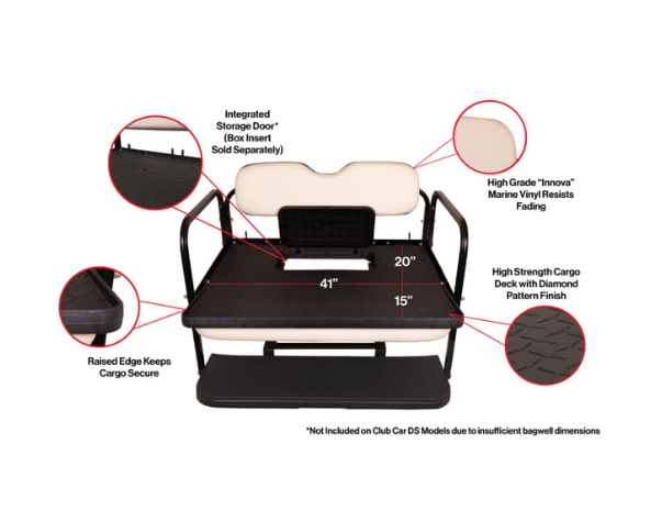 GTW® MACH3 Rear Flip Seat for Club Car DS - Black