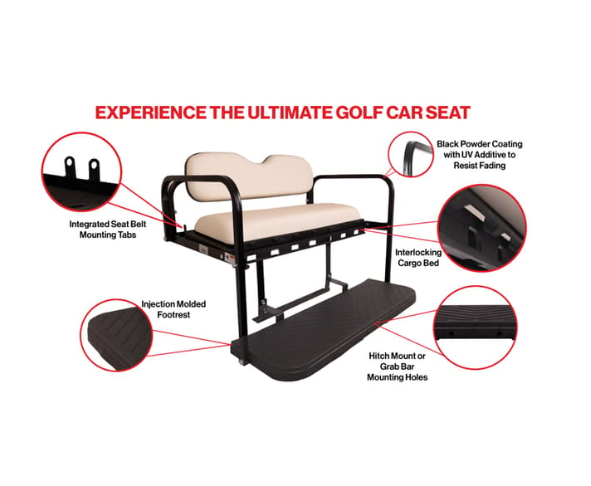 GTW® MACH3 Rear Flip Seat for Club Car DS - Black