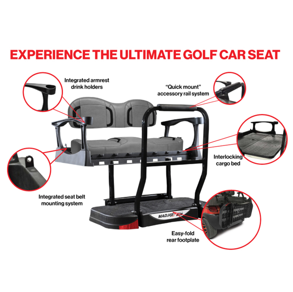 MadJax® Genesis 250/300 Black Commander Rear Seat Cushions