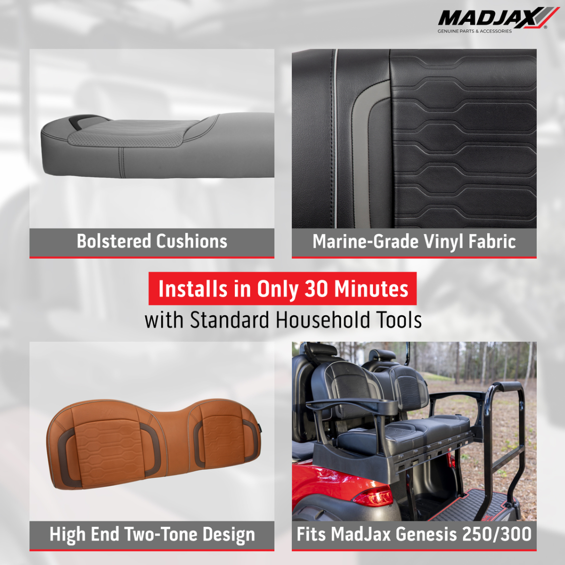 MadJax® Genesis 250/300 Black Commander Rear Seat Cushions