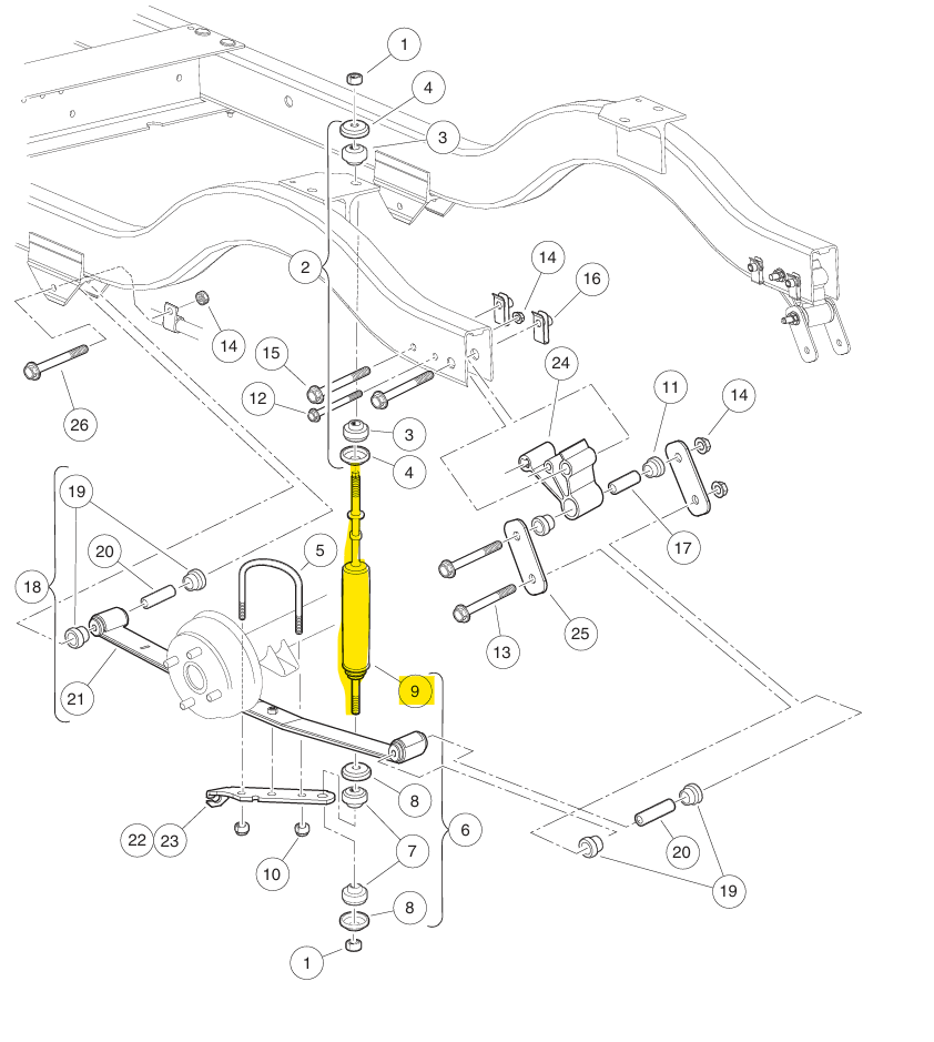 SHOCK ABSORBER REAR - CLUB CAR TEMPO ONWARD PRECEDENT