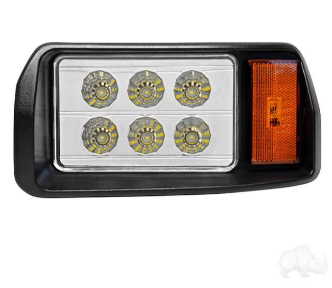 LED Headlight Assembly, Driver Side, Club Car DS 1993+, 12-48V, Factory Style
