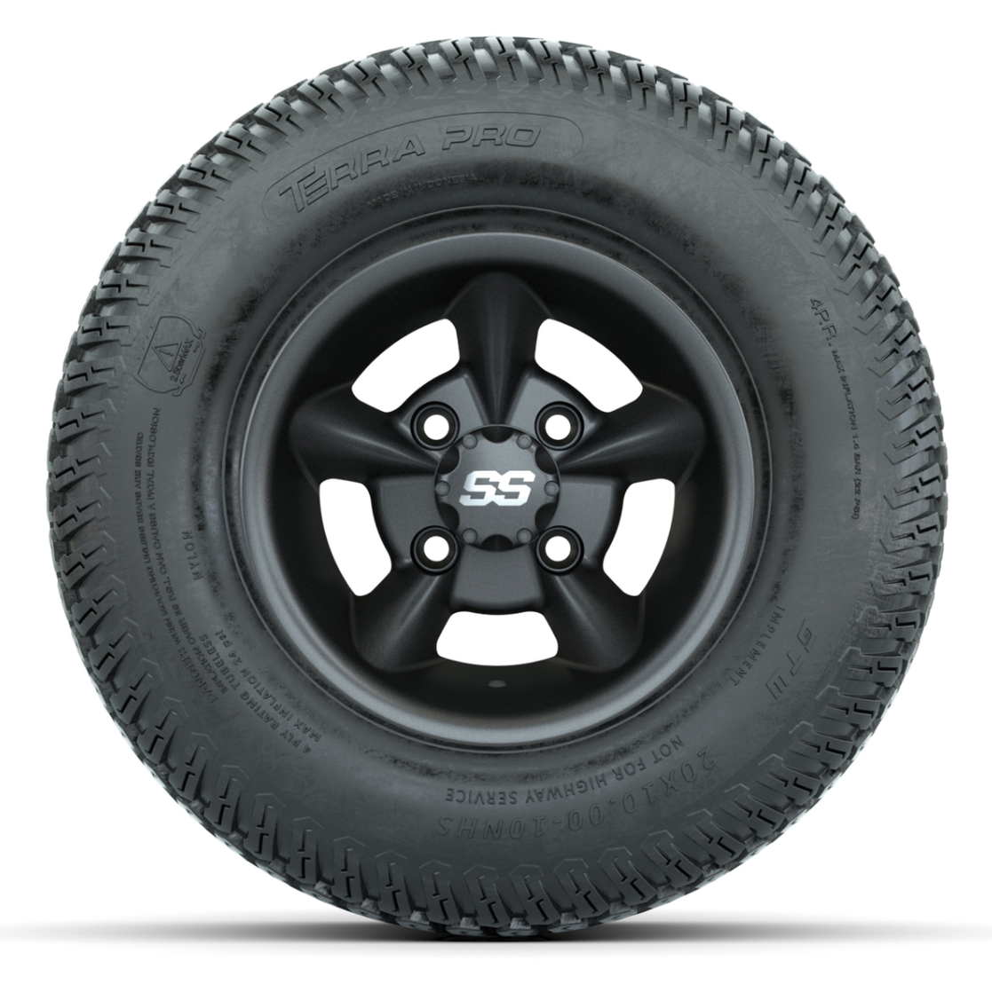 GTW Godfather Matte Gray 10 in Wheels with 20x10-10 S-Pattern Terra Pro Street Tires – Full Set