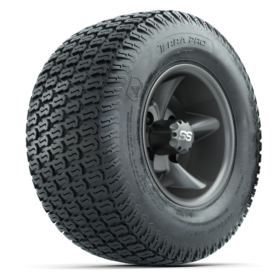 GTW Godfather Matte Gray 10 in Wheels with 20x10-10 S-Pattern Terra Pro Street Tires – Full Set