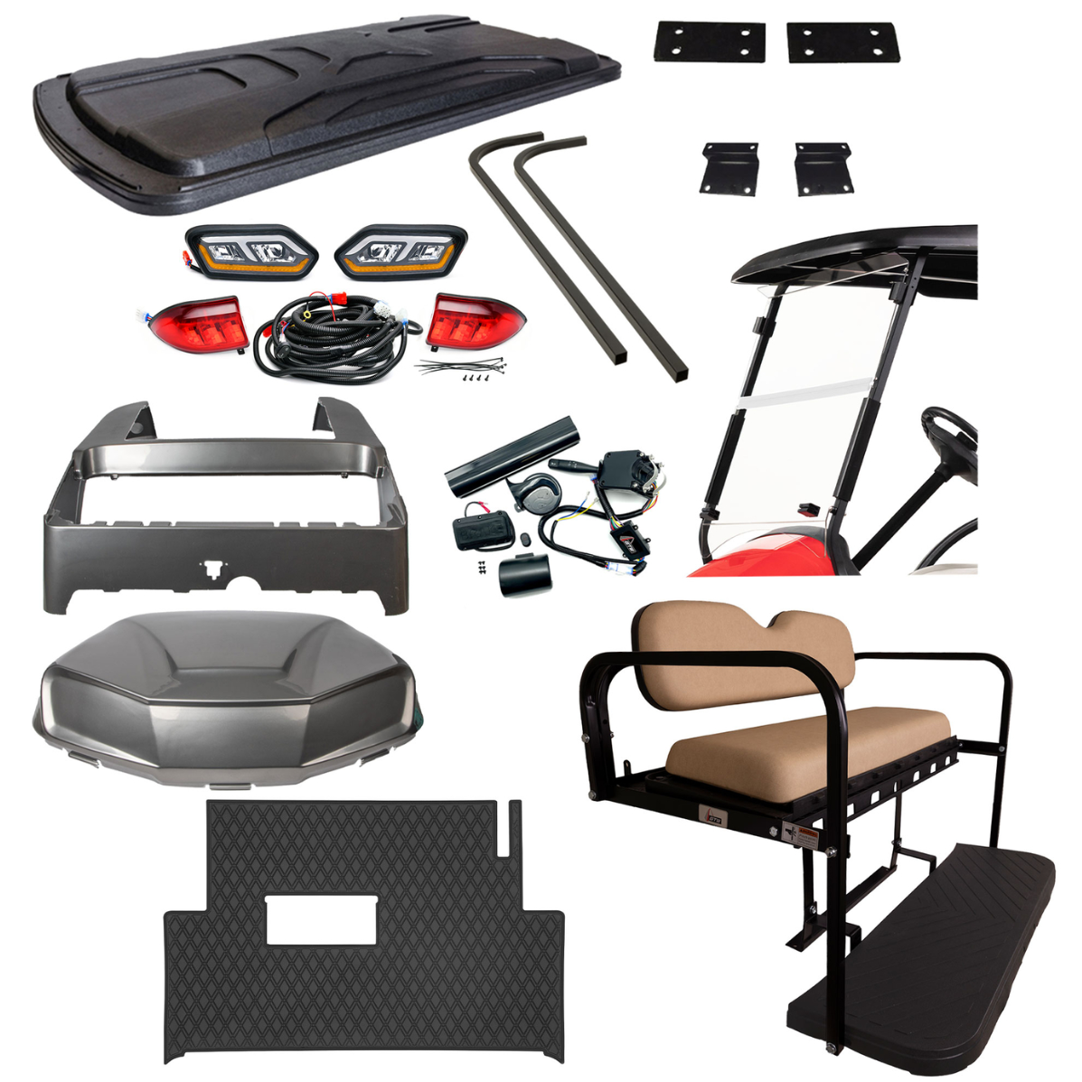 Club Car Tempo Silver Refurb Package with Steel Gray Metallic Body & Tan Seats (Years 2019-Up)