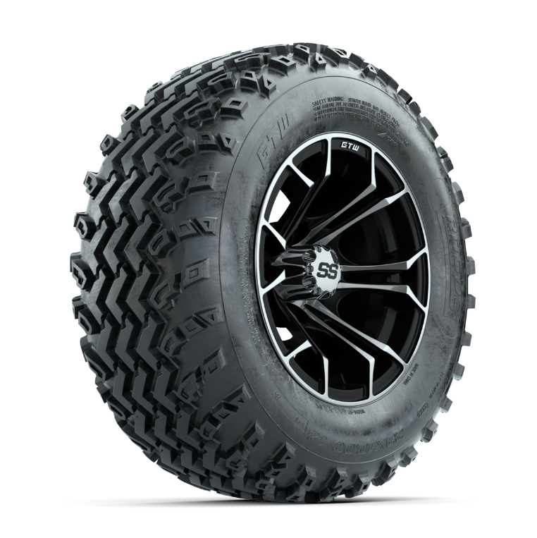 GTW Spyder Machined/Black 12 in Wheels with 23x10.00-12 Rogue All Terrain Tires – Full Set