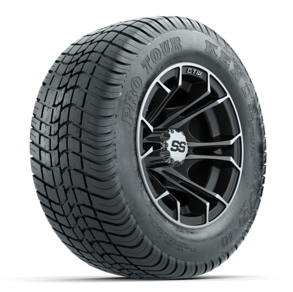 GTW Spyder Machined/Matte Grey 10 in Wheels with 205/50-10 Kenda Pro Tour Low-profile Tires – Full Set