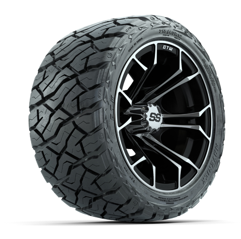 GTW Spyder Black/Machined 12 in Wheels with 215/40-R12 Maverick Low-Profile All-Terrain Tires – Full Set