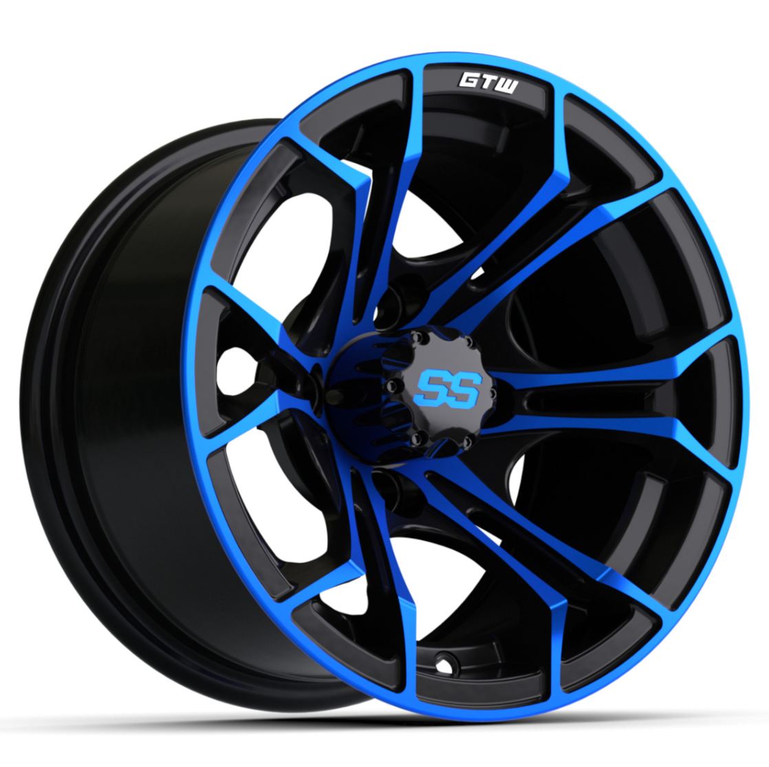 12″ GTW® Spyder Black with Blue Accents Wheel