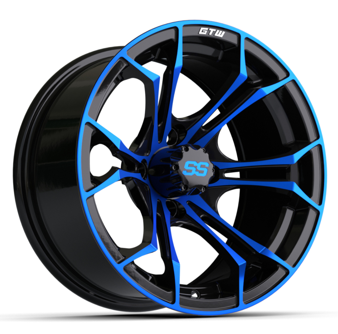 14″ GTW® Spyder Black with Blue Accents Wheel