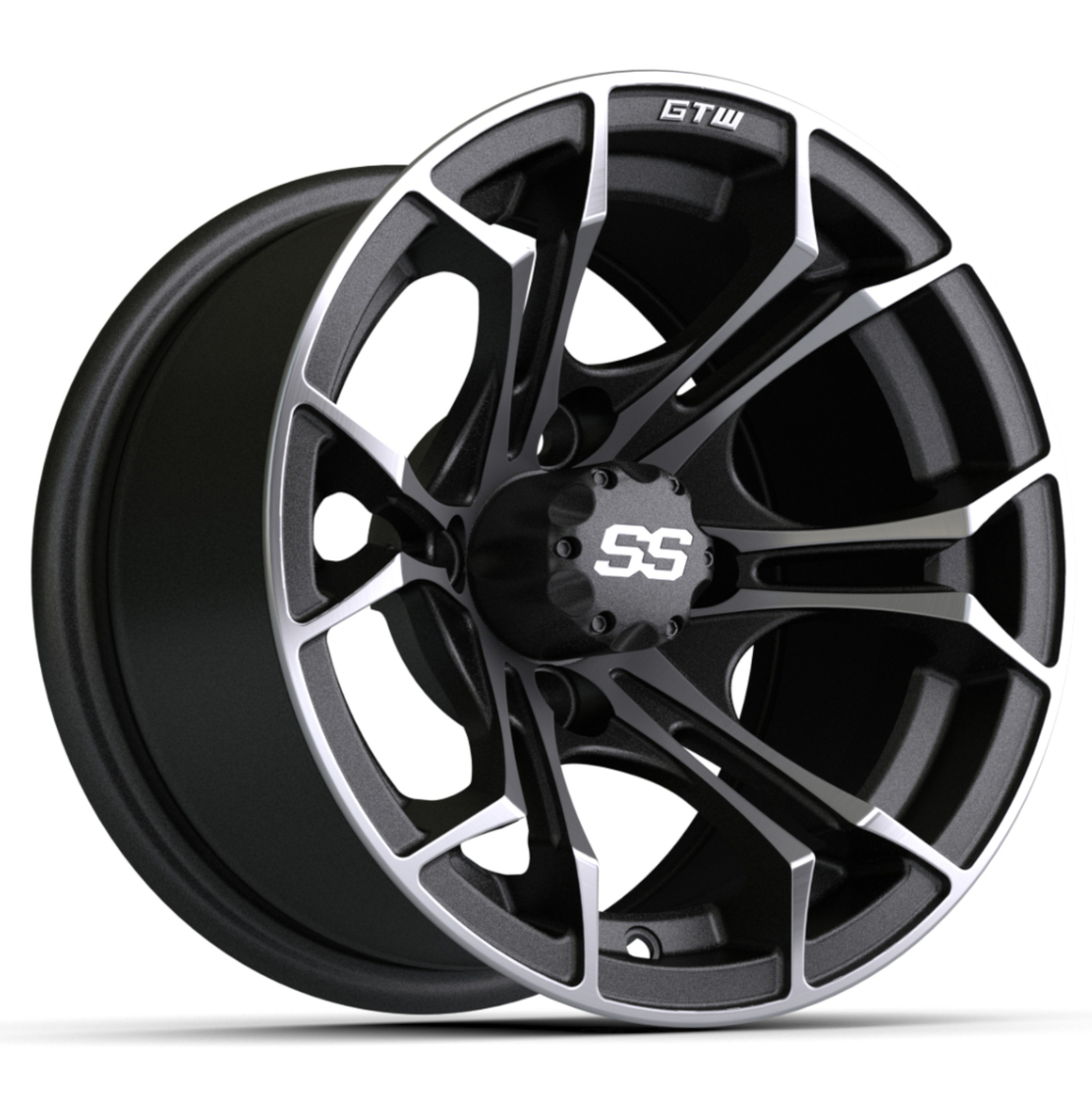 12″ GTW® Spyder Matte Gray Wheel with Machined Accents