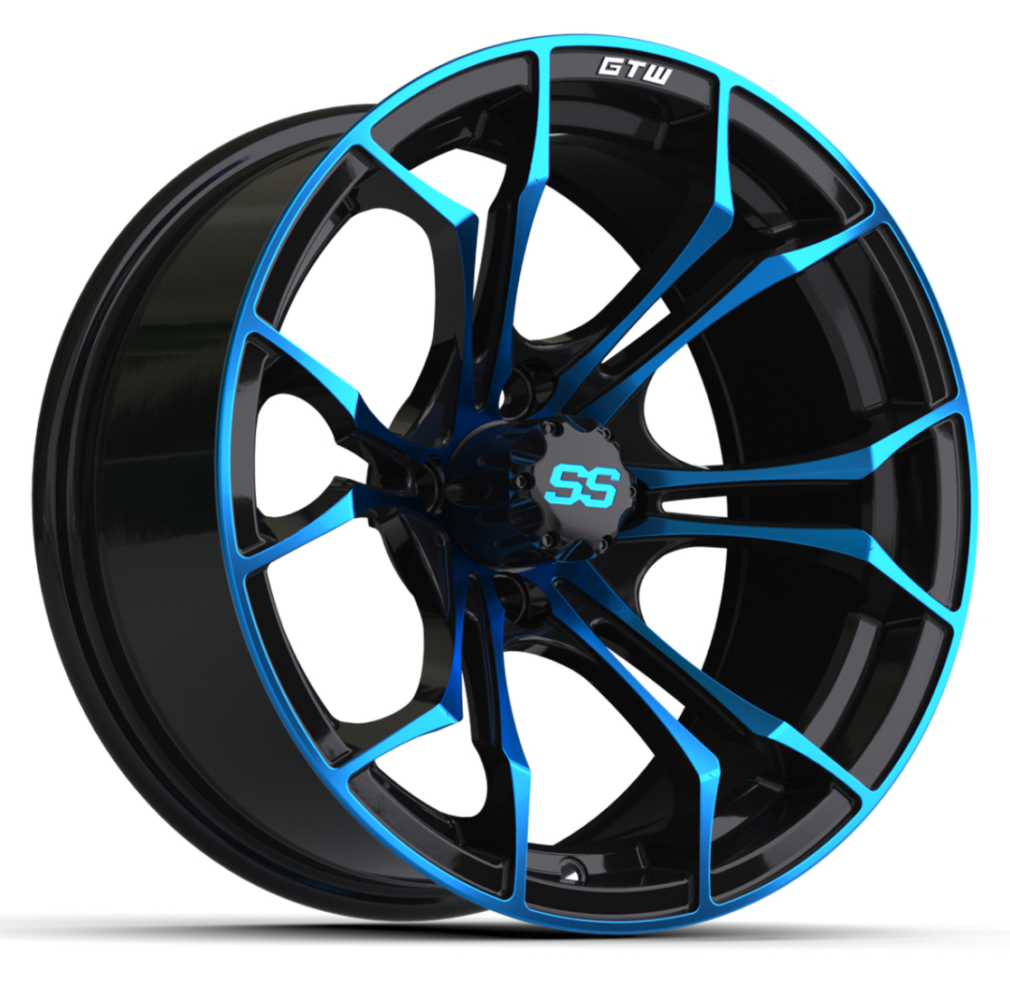 15″ GTW® Spyder Black with Blue Accents Wheel