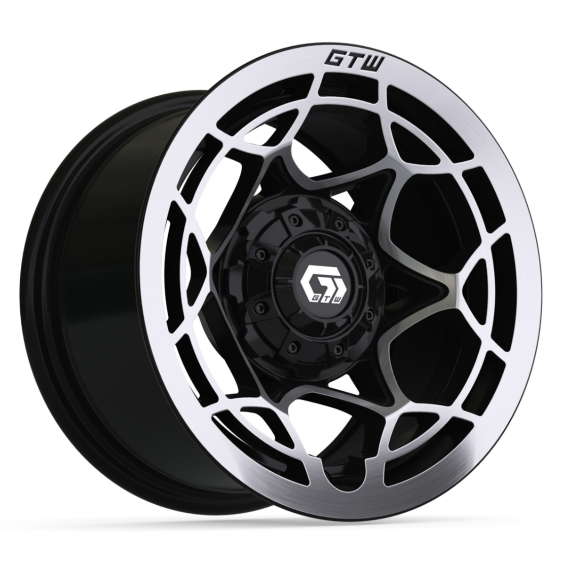 12″ GTW® Nexus Gloss Black with Silver Face Wheel
