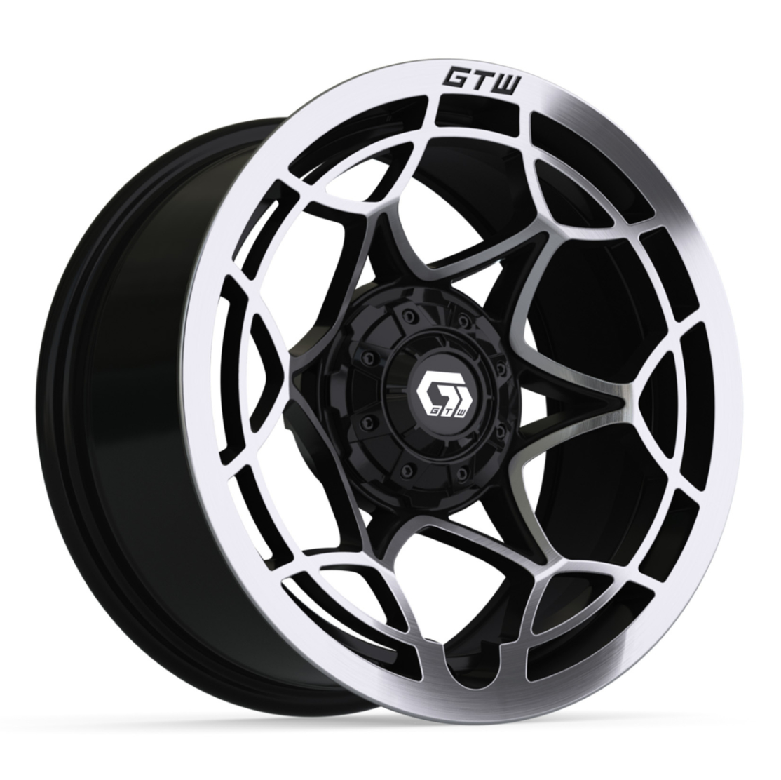 14″ GTW® Nexus Gloss Black with Silver Face Wheel