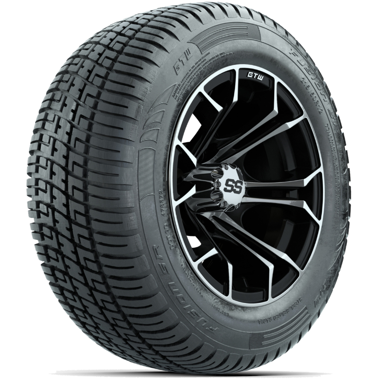 GTW Spyder Machined/Black 12 in Wheels with 215/50-R12 Fusion S/R Street Tires – Full Set