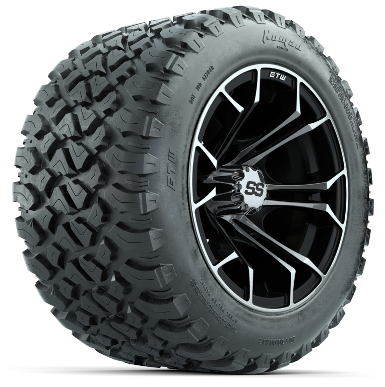 GTW Spyder Machined/Black 12 in Wheels with 20x10-R12 GTW Nomad All-Terrain Tires – Full Set