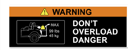 Evolution 2.07.0571 Load Capacity Warning Decal for Rear Seat