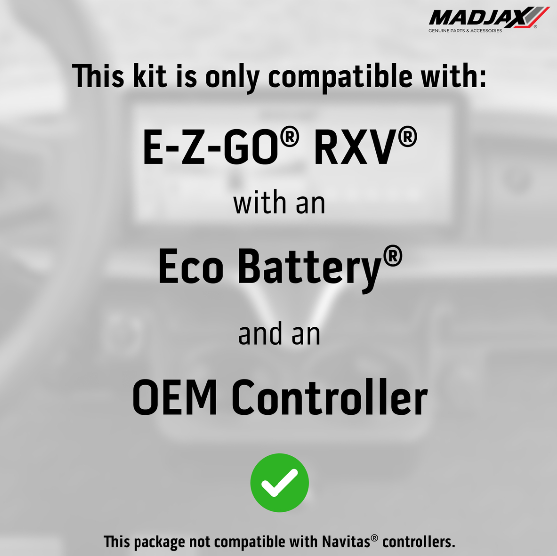 MadJax® Kinect™ Display Screen Kit for A/C motor EZGO RXV with Eco Battery Setup