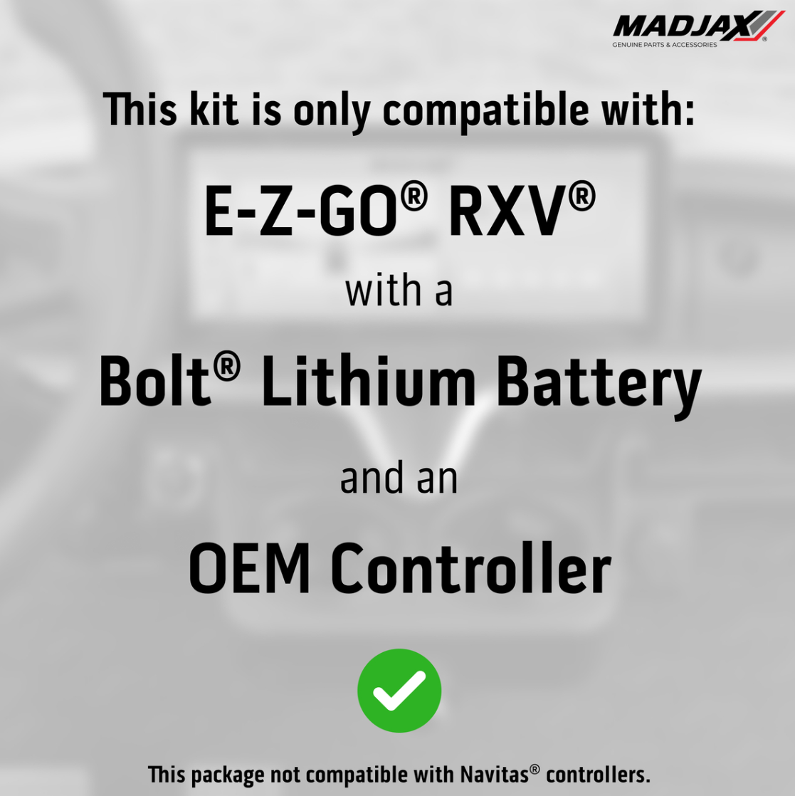 MadJax® Kinect™ Display Screen Kit for A/C motor EZGO RXV with Bolt Battery Setup