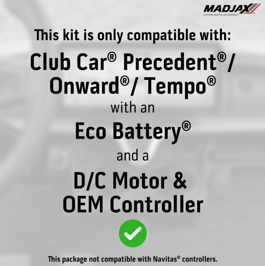 MadJax® Kinect™ Display Screen Kit for D/C motor Club Car Precedent/Tempo/Onward with Eco Battery Setup
