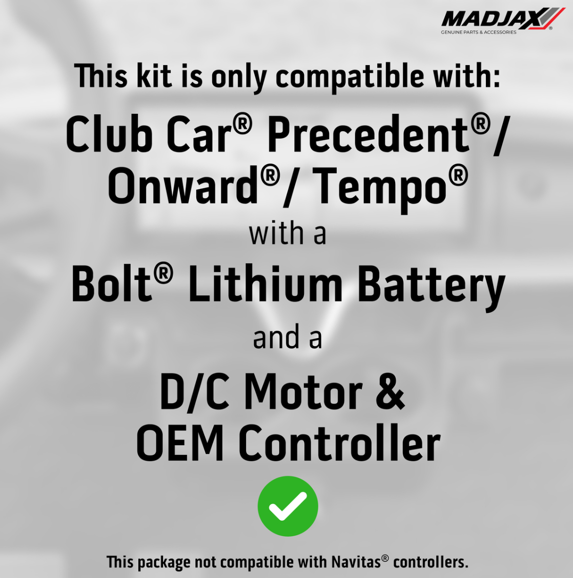 MadJax® Kinect™ Display Screen Kit for D/C motor Club Car Precedent/Tempo/Onward with Bolt Battery Setup