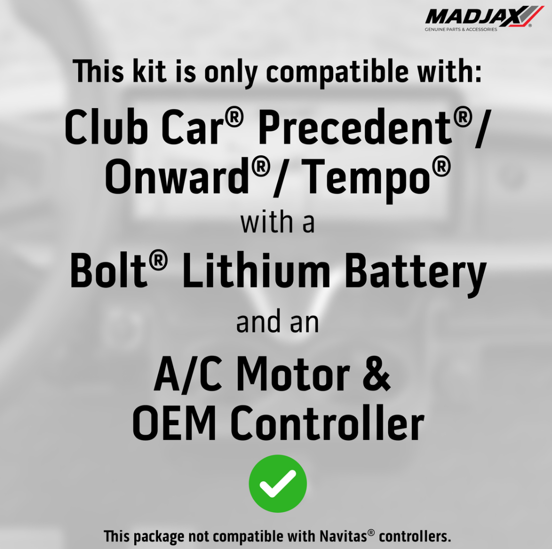 MadJax® Kinect™ Display Screen Kit for A/C motor Club Car Precedent/Tempo/Onward with Bolt Battery Setup