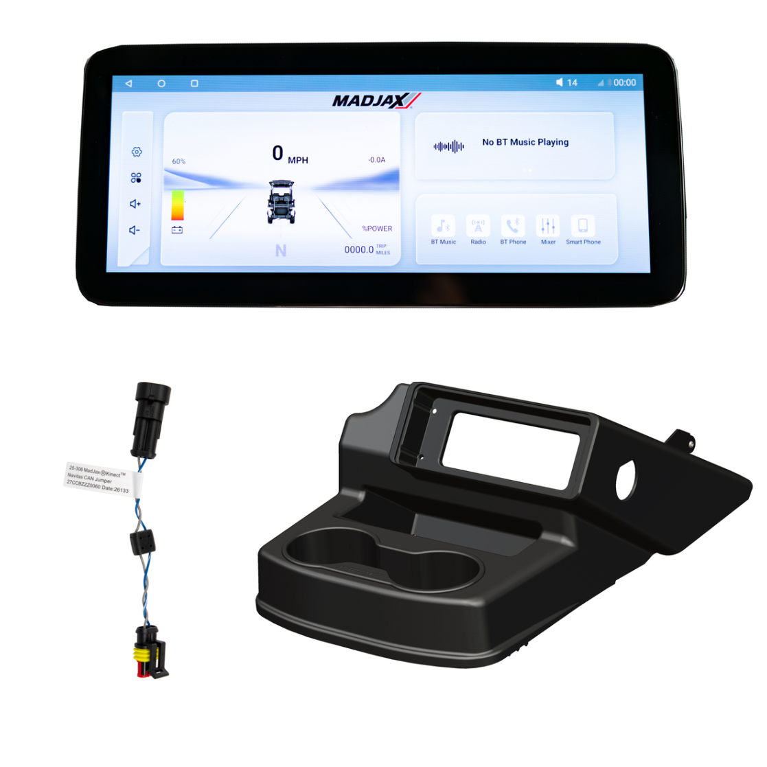 MadJax® Kinect™ Display Screen Kit for A/C motor EZGO RXV with Lead Acid Battery Setup and Navitas TAC2