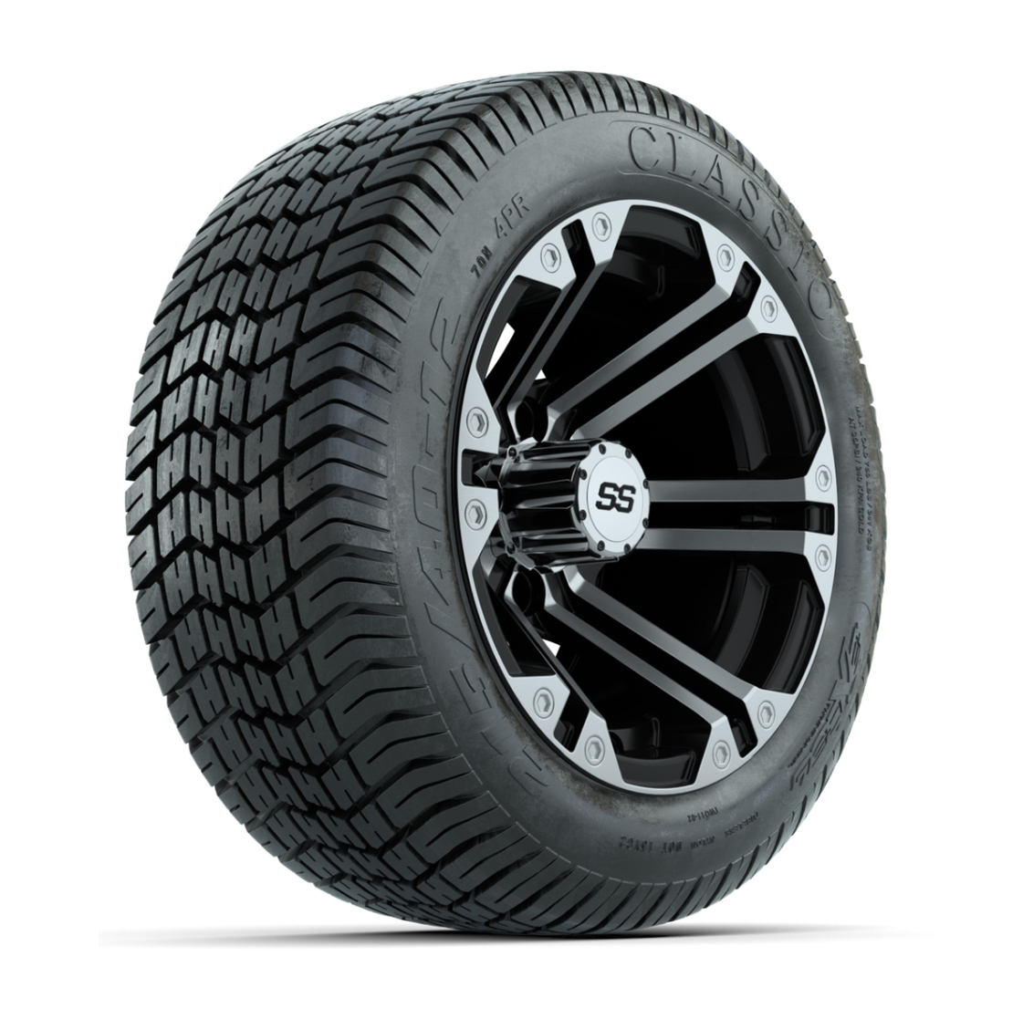 12” GTW Specter Black and Machined Wheels with Excel Lo-Pro Street Tires – Set of 4