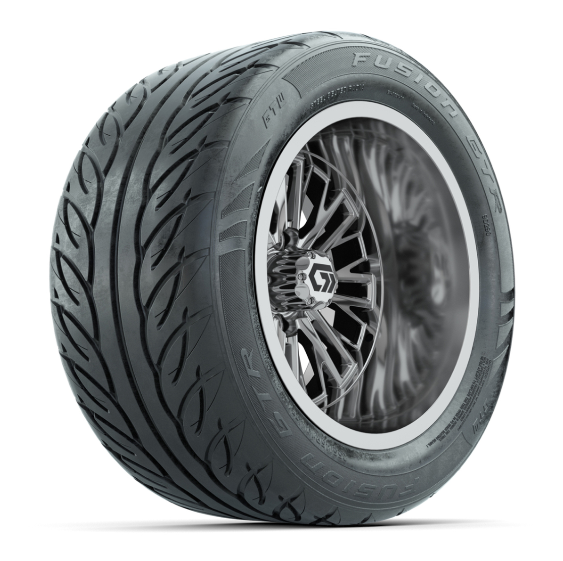 GTW® Viper Chrome 14 in Wheels with 255/45-R14 Fusion GTR Steel Belt Radial Street Tires – Full Set