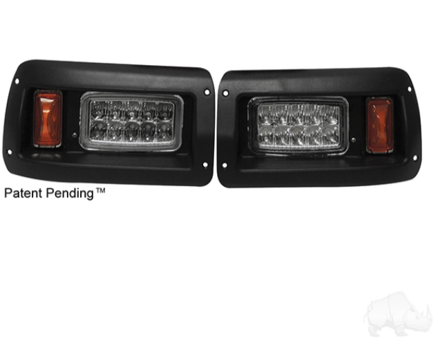 LED Adjustable Headlights with Bezels, Club Car DS 93+