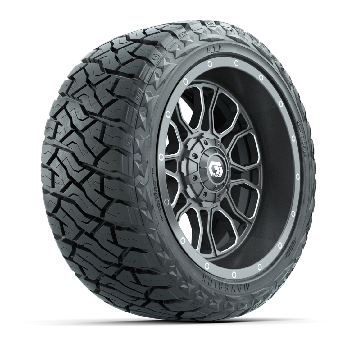 GTW® Volt Gunmetal 14 in Wheels with 23x10-R14 Maverick All-Terrain Tires – Full Set