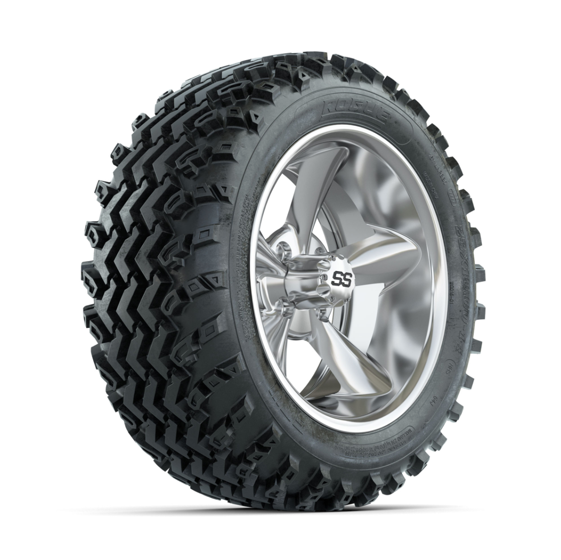 GTW Godfather Chrome 14 in Wheels with 23x10.00-14 Rogue All Terrain Tires – Full Set