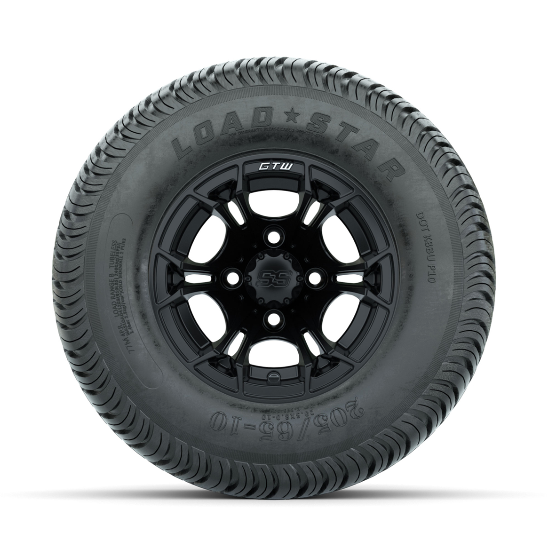 GTW Spyder Matte Black 10 in Wheels with 205/65-10 Kenda Load Star Street Tires – Full Set