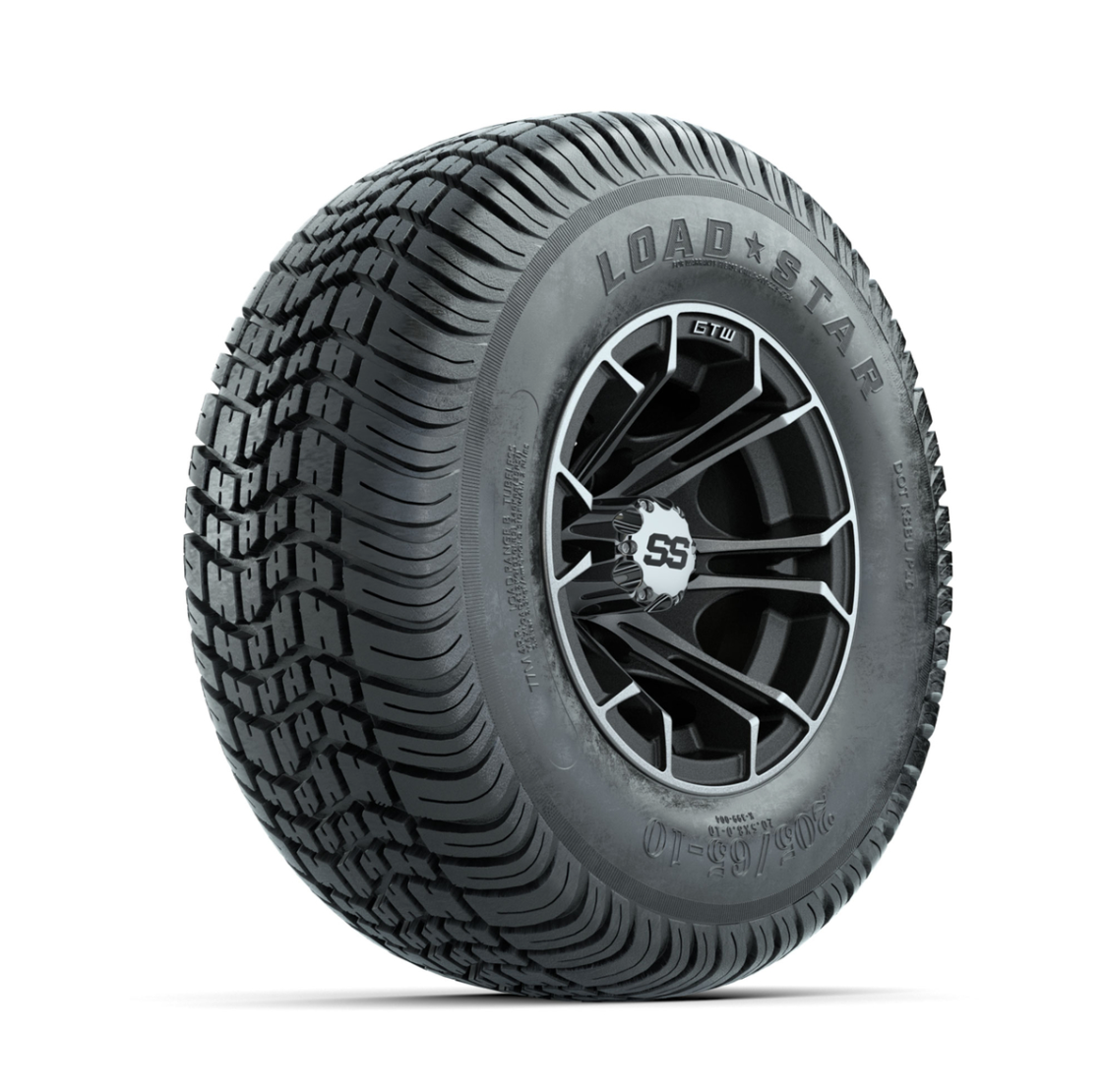 GTW Spyder Machined/Matte Grey 10 in Wheels with 205/65-10 Kenda Load Star Street Tires – Full Set