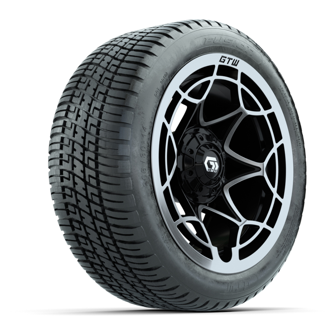 GTW® Nexus Gloss Black/Silver 14 in Wheels with 205/30-14 Fusion Street Tires – Full Set