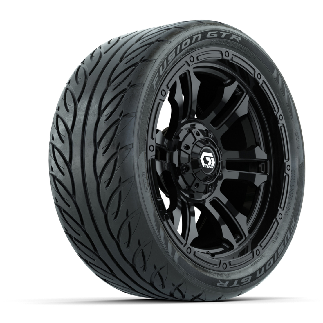 GTW® Shogun Gloss Black 14 in Wheels with 205/40-R14 Fusion GTR Steel Belted Street Tires – Full Set