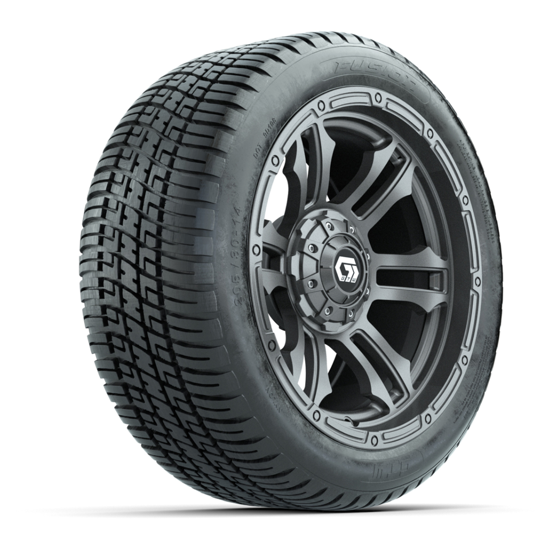 GTW® Shogun Gunmetal 14 in Wheels with 205/30-14 Fusion Street Tires – Full Set