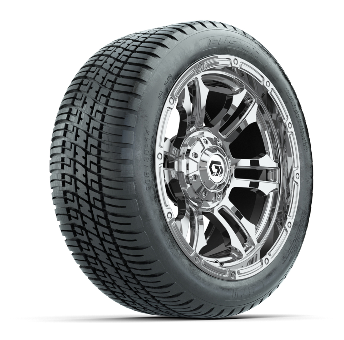 GTW® Shogun Chrome 14 in Wheels with 205/30-14 Fusion Street Tires – Full Set