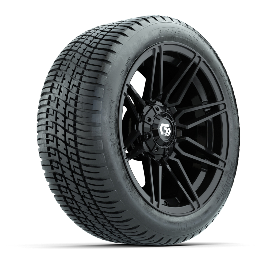 GTW® Stealth Gloss Black 14 in Wheels with 205/30-14 Fusion Street Tires – Full Set