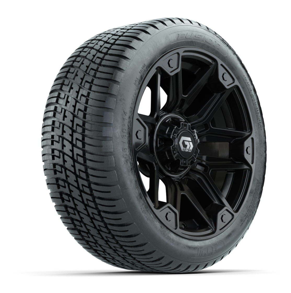 GTW® Graffiti Gloss Black 14 in Wheels with 205/30-14 Fusion Street Tires – Full Set