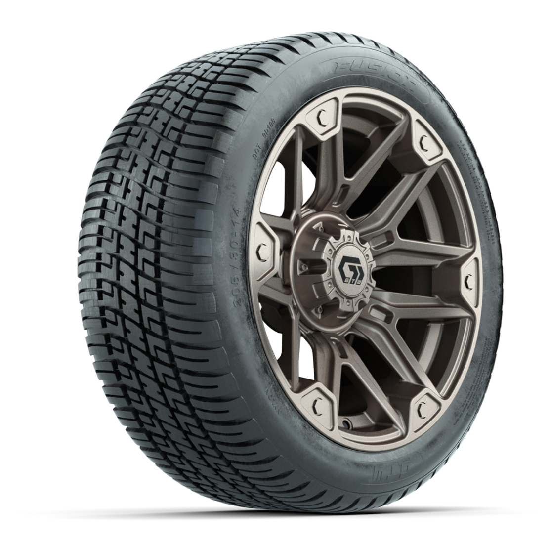GTW® Graffiti Satin Bronze 14 in Wheels with 205/30-14 Fusion Street Tires – Full Set