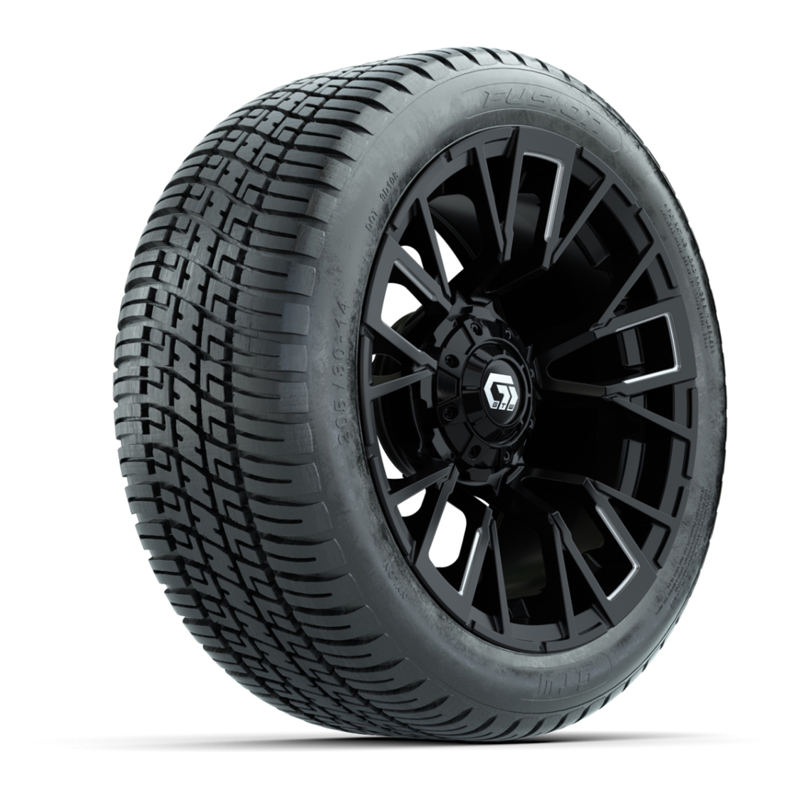 GTW® Vandal Matte Black/Machined 14 in Wheels with 205/30-14 Fusion Street Tires – Full Set