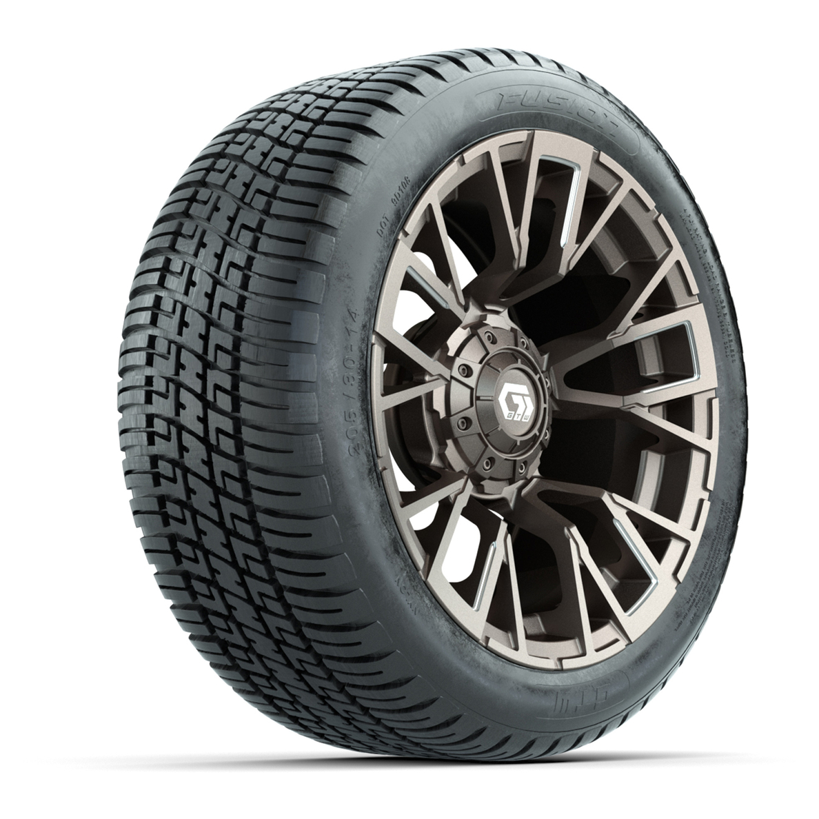 GTW® Vandal Satin Bronze/Machined 14 in Wheels with 205/30-14 Fusion Street Tires – Full Set
