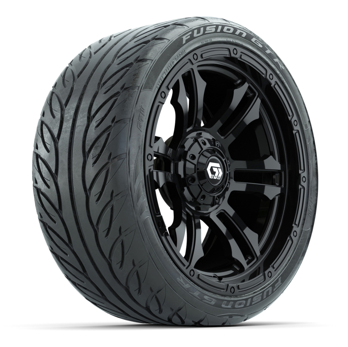GTW® Shogun Gloss Black 15 in Wheels with 215/40-R15 Fusion GTR Steel Belted Street Tires – Full Set