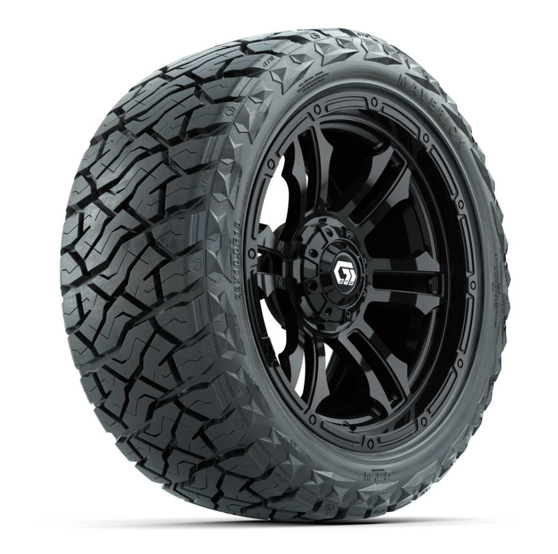 GTW Shogun Gloss Black 15 in Wheels with 23x10.00-R15 Maverick All-Terrain Tires – Full Set