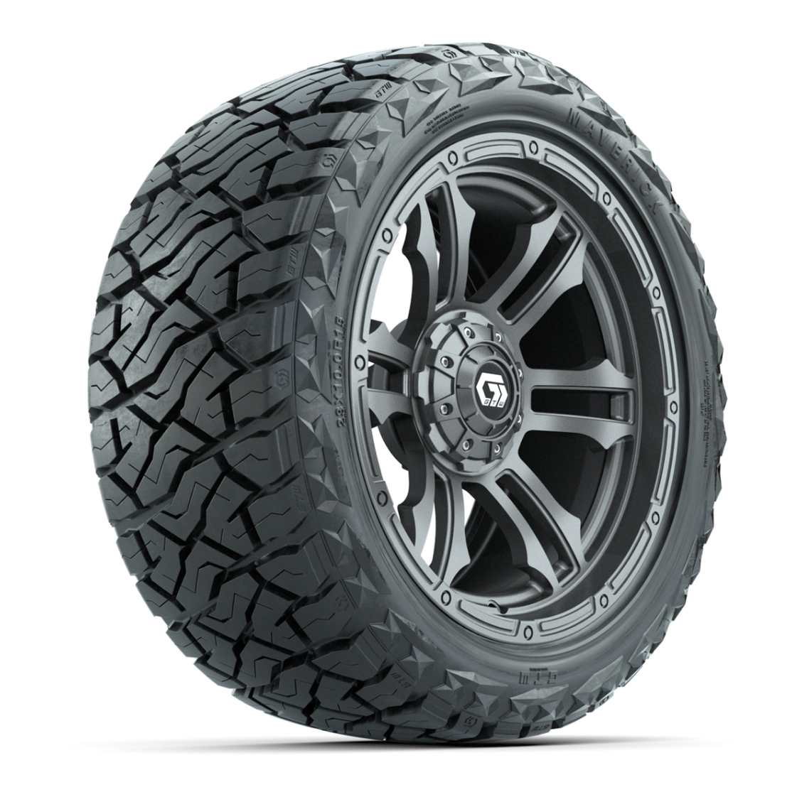 GTW Shogun Gloss Gunmetal 15 in Wheels with 23x10.00-R15 Maverick All-Terrain Tires – Full Set