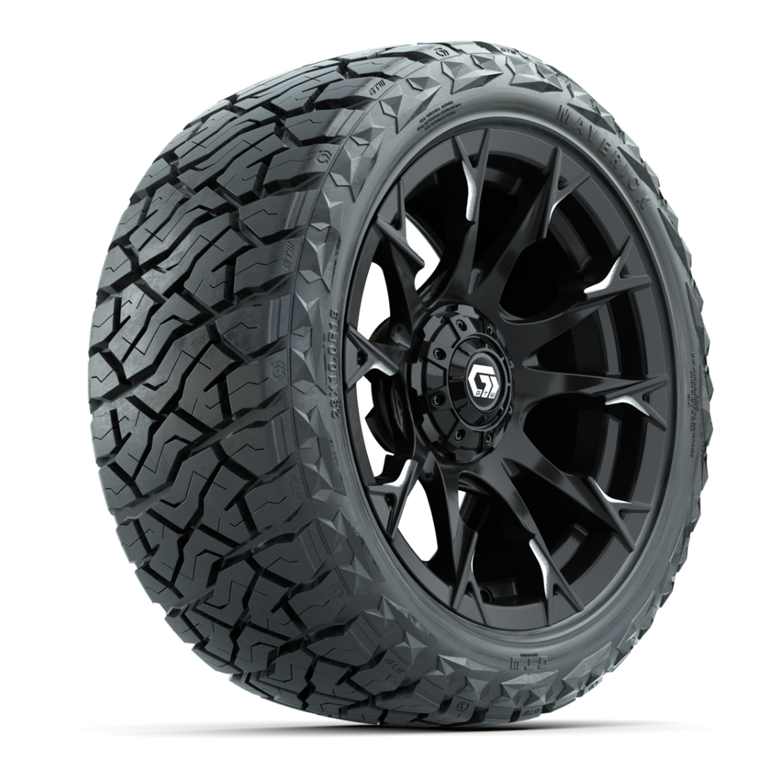 GTW Diablo Gloss Black/Machined 15 in Wheels with 23x10.00-R15 Maverick All-Terrain Tires – Full Set