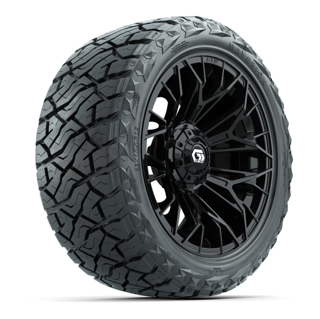 GTW Stellar Matte Black 15 in Wheels with 23x10.00-R15 Maverick All-Terrain Tires – Full Set
