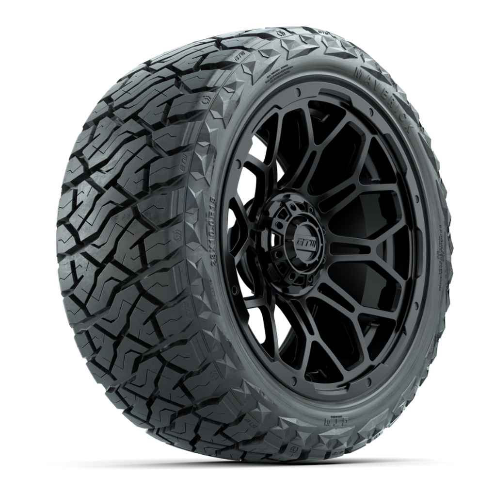 GTW Bravo Matte Black 15 in Wheels with 23x10.00-R15 Maverick All-Terrain Tires – Full Set