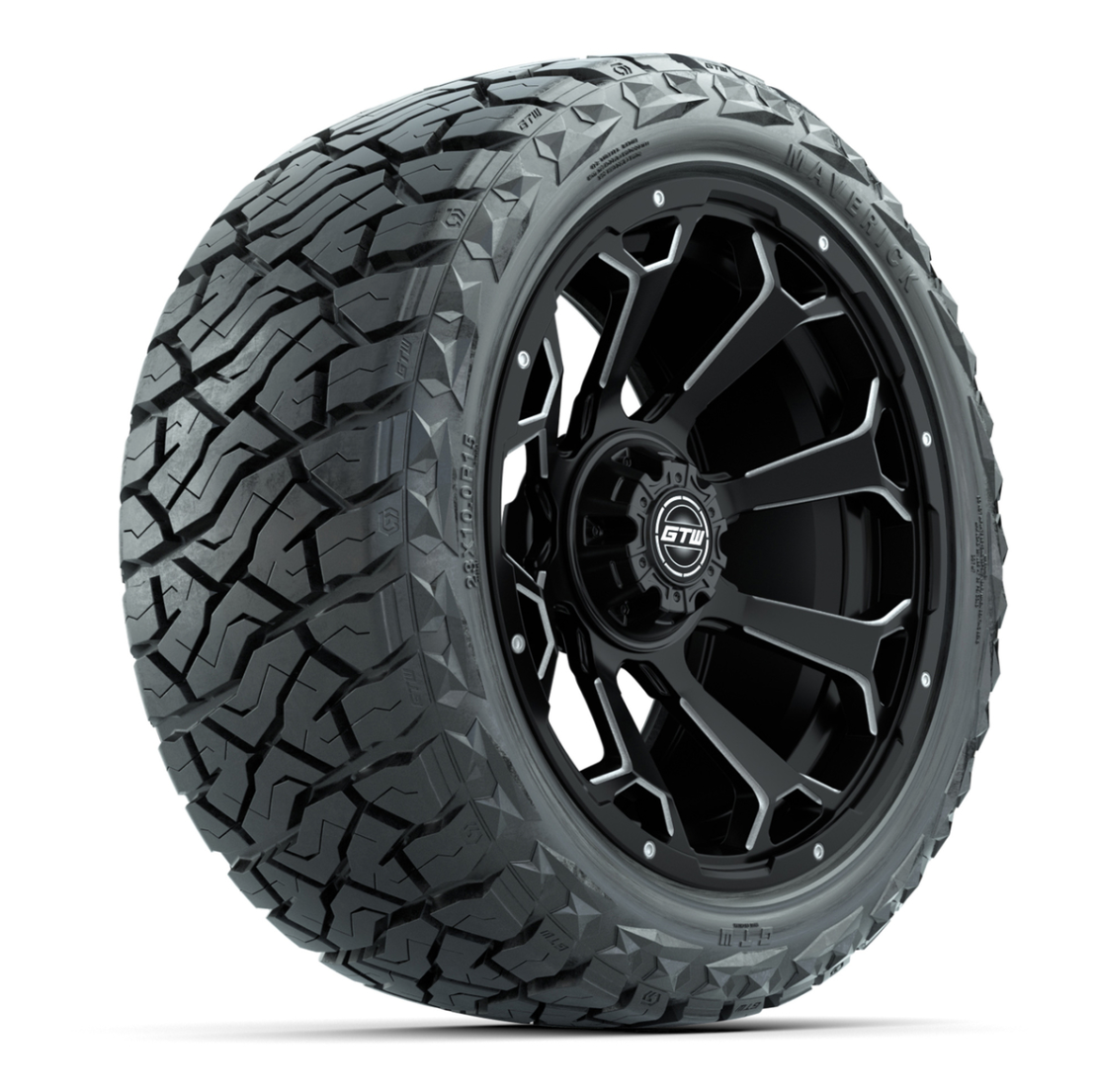 GTW Raven Matte Black 15 in Wheels with 23x10.00-R15 Maverick All-Terrain Tires – Full Set